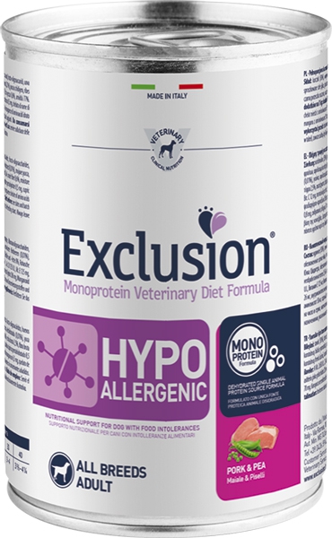 Foto Exclusion - Diet Hypoallergenic al Maiale e Piselli da 400 gr