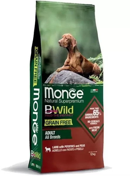 Foto Monge BWild - Grain Free All Breeds con Agnello, Patate e Piselli da 12 Kg