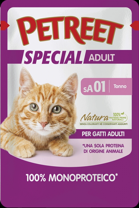 Foto Petreet - sA01 Monoproteico 100% al Tonno da 70g SCAD. RAVVICINATA 12/25 -50%
